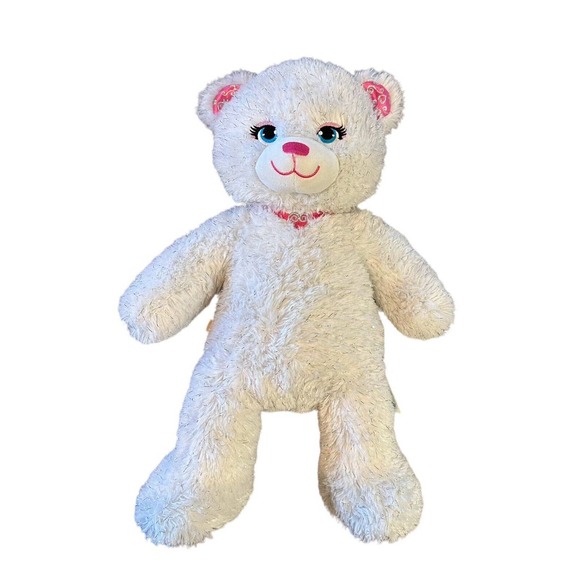 Build a Bear White Sparkly Pawrincess Teddy 17in. Stuffed Princess Toy Animal - Picture 1 of 8
